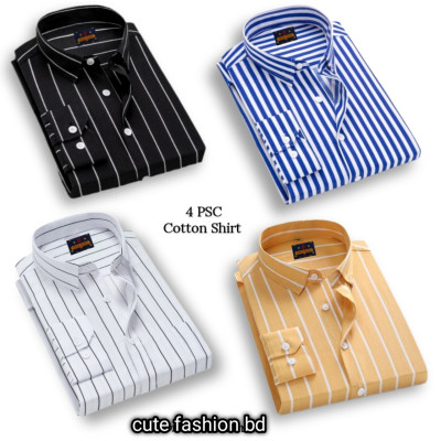 প্রিমিয়াম কোয়ালিটি ফর্মাল শার্ট 100% কটন স্টেপ শার্ট 4 পিস কম্বো প্যাক