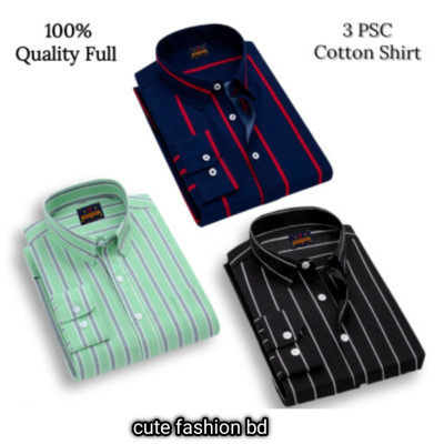 প্রিমিয়াম কোয়ালিটি ফর্মাল শার্ট 100% 3 পিস কম্বো প্যাক